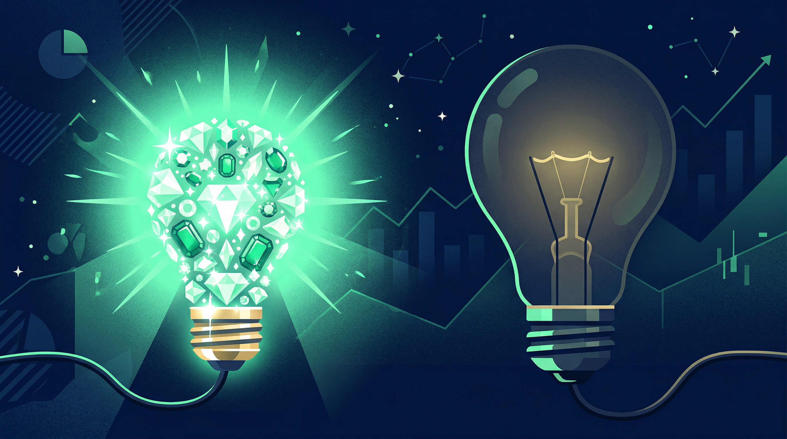 Small-cap value stocks represented by rising bar charts against a dark financial background